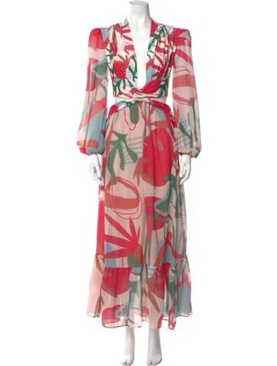 Pre-owned Patbo Printed Long Dress In Neutral