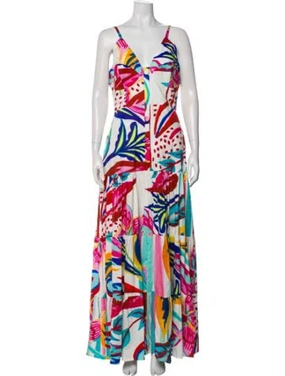 Pre-owned Patbo Printed Long Dress In Neutral