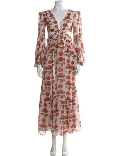 Pre-owned Patbo Printed Long Dress In Neutral