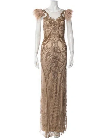 Pre-owned Patbo Printed Long Dress In Neutral