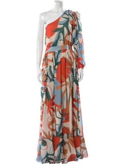Pre-owned Patbo Printed Long Dress In Orange