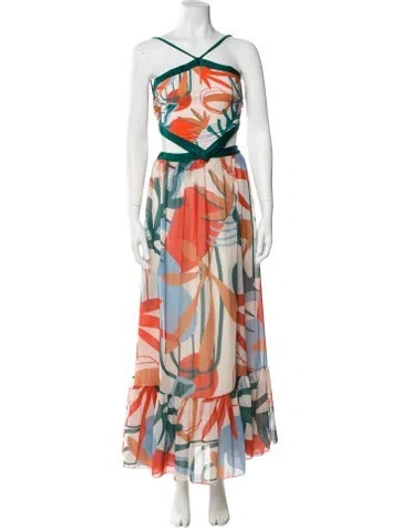 Pre-owned Patbo Printed Long Dress In Orange