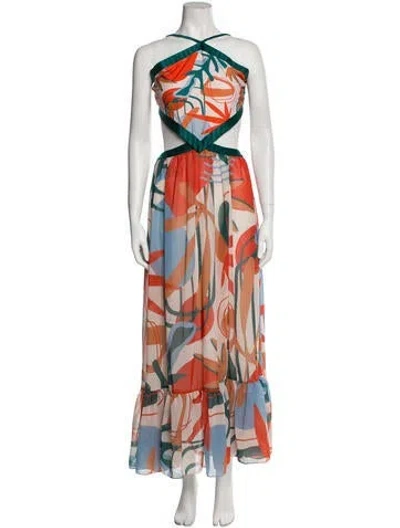 Pre-owned Patbo Printed Long Dress In Orange