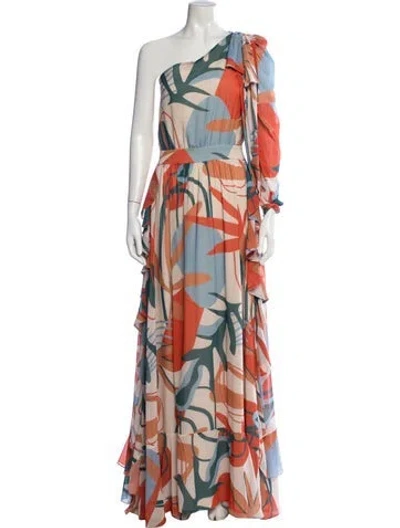 Pre-owned Patbo Printed Long Dress In Orange
