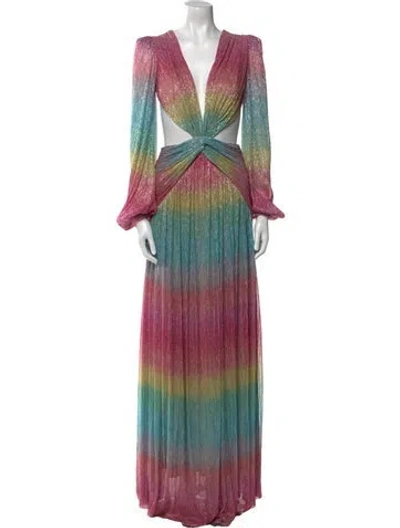 Pre-owned Patbo Printed Long Dress In Pink
