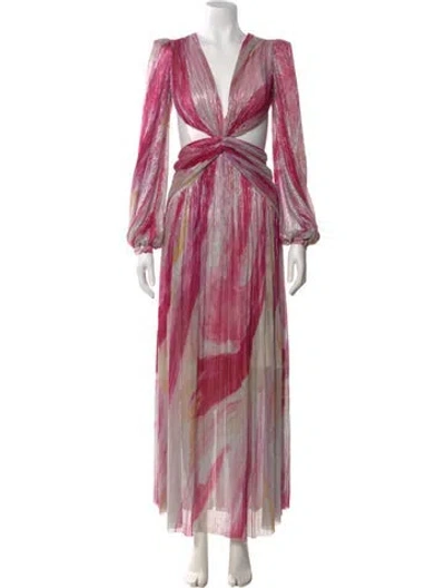 Pre-owned Patbo Printed Long Dress In Pink