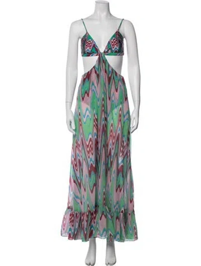 Pre-owned Patbo Printed Long Dress In Pink
