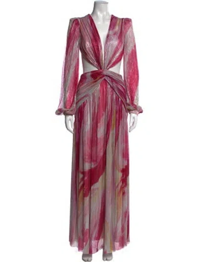 Pre-owned Patbo Printed Long Dress In Pink