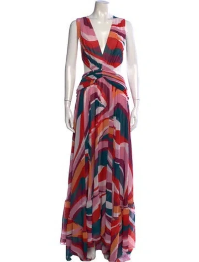 Pre-owned Patbo Printed Long Dress In Pink