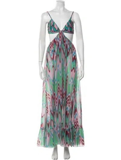 Pre-owned Patbo Printed Long Dress In Pink