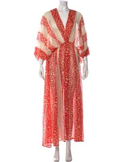 Pre-owned Patbo Printed Long Dress In Red