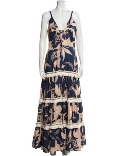 Pre-owned Patbo Printed Long Dress W/ Tags In Blue