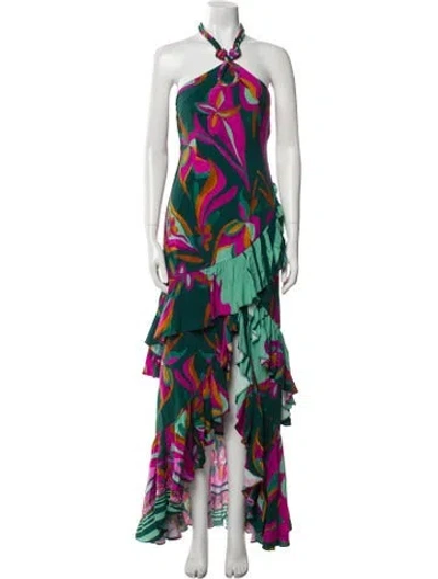 Pre-owned Patbo Printed Long Dress W/ Tags In Green