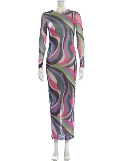 Pre-owned Patbo Printed Long Dress W/ Tags In Green