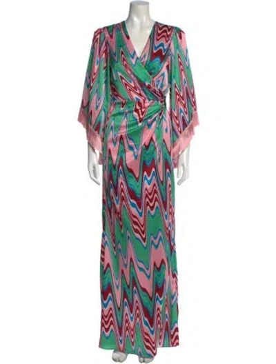 Pre-owned Patbo Printed Long Dress W/ Tags In Green