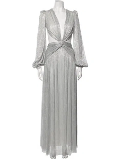 Pre-owned Patbo Printed Long Dress W/ Tags In Metallic/silver