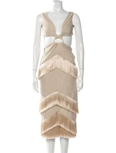 Pre-owned Patbo Printed Long Dress W/ Tags In Neutrals
