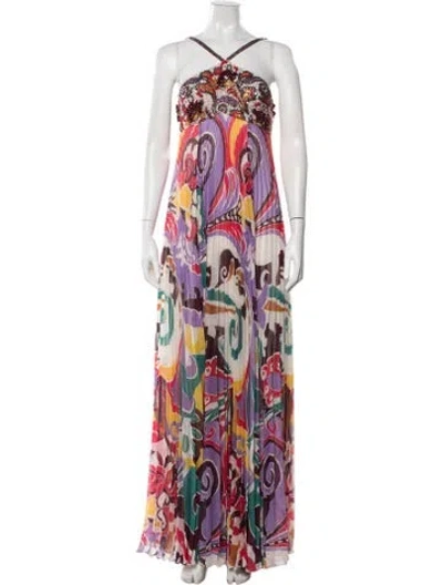 Pre-owned Patbo Printed Long Dress W/ Tags In Neutrals