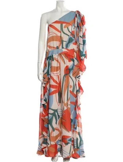 Pre-owned Patbo Printed Long Dress W/ Tags In Orange