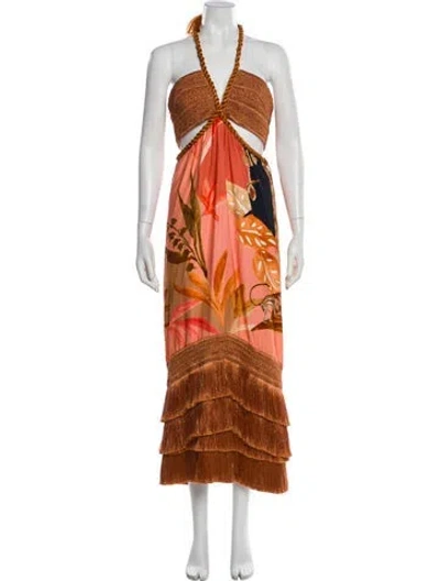 Pre-owned Patbo Printed Long Dress W/ Tags In Orange