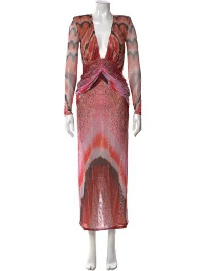 Pre-owned Patbo Printed Long Dress W/ Tags In Pink