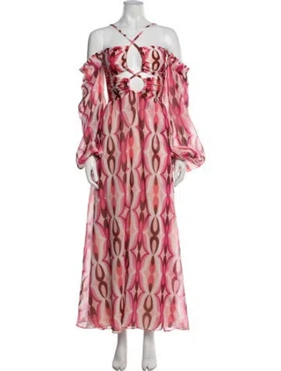 Pre-owned Patbo Printed Long Dress W/ Tags In Pink