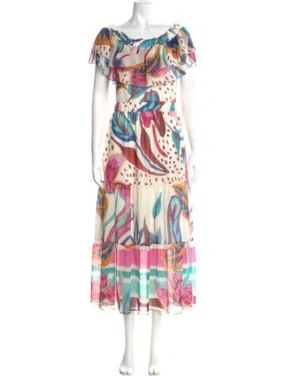 Pre-owned Patbo Printed Long Dress W/ Tags In Red