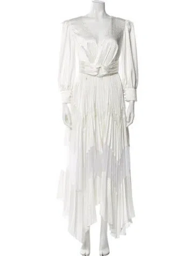 Pre-owned Patbo Printed Long Dress In White