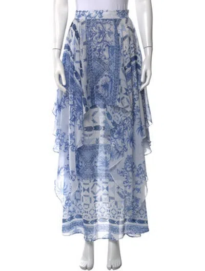 Pre-owned Patbo Printed Long Skirt In Blue/white