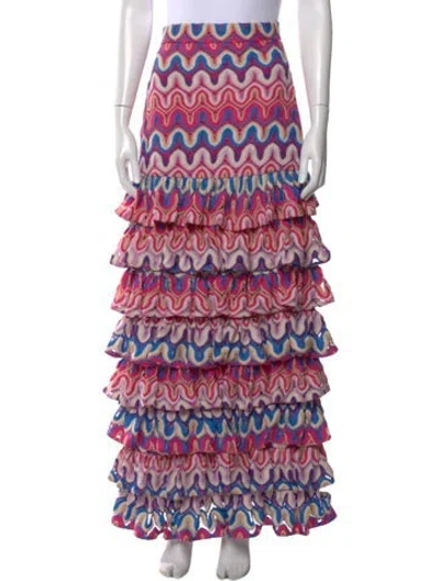 Pre-owned Patbo Printed Long Skirt In Pink