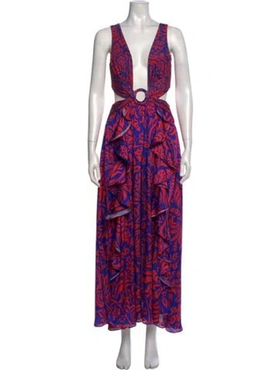 Pre-owned Patbo Printed Midi Length Dress In Blue