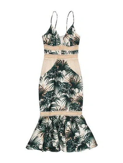 Pre-owned Patbo Printed Midi Length Dress In Green