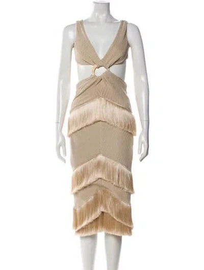 Pre-owned Patbo Printed Midi Length Dress In Neutral