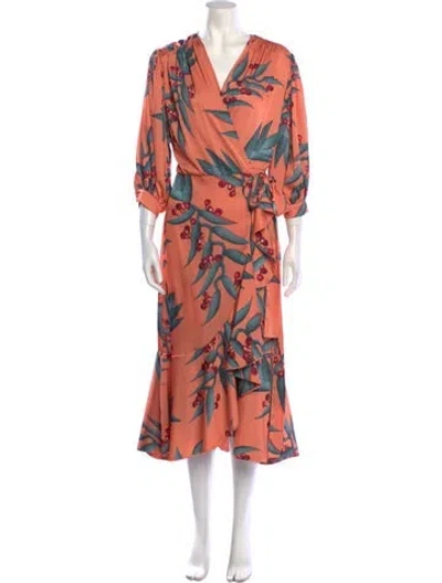 Pre-owned Patbo Printed Midi Length Dress In Orange