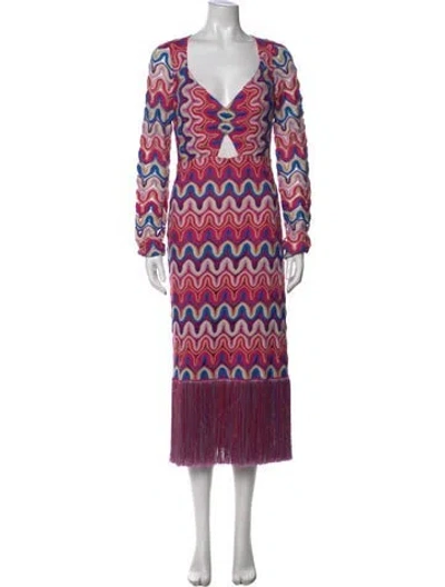 Pre-owned Patbo Printed Midi Length Dress In Pink