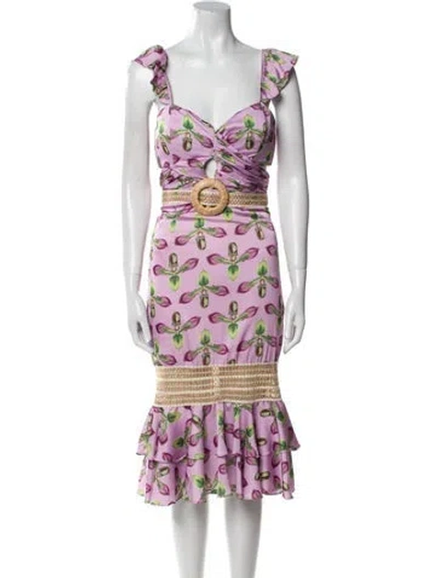 Pre-owned Patbo Printed Midi Length Dress In Purple