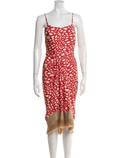 Pre-owned Patbo Printed Midi Length Dress In Red