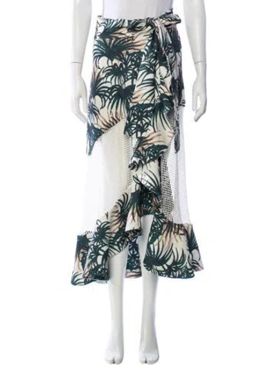 Pre-owned Patbo Printed Midi Length Skirt In Green