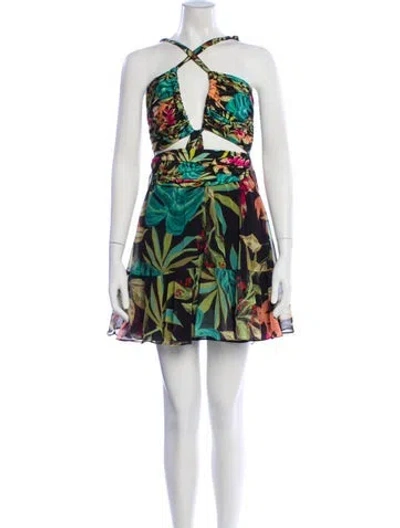 Pre-owned Patbo Printed Mini Dress In Black