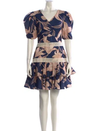 Pre-owned Patbo Printed Mini Dress In Blue