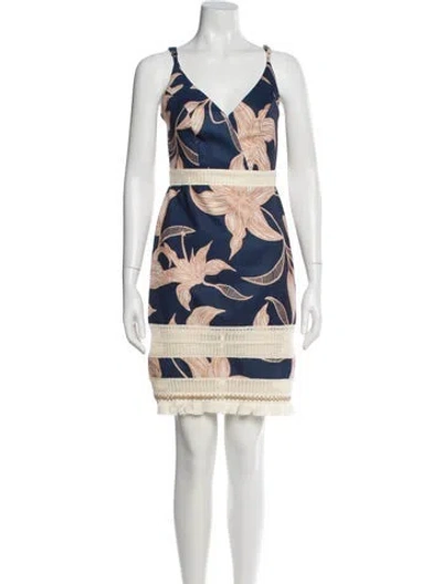 Pre-owned Patbo Printed Mini Dress In Blue