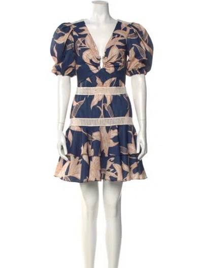 Pre-owned Patbo Printed Mini Dress In Blue