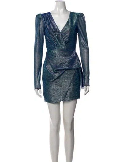 Pre-owned Patbo Printed Mini Dress In Blue