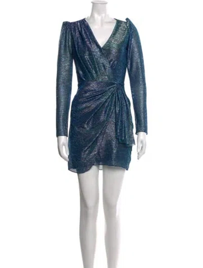 Pre-owned Patbo Printed Mini Dress In Blue