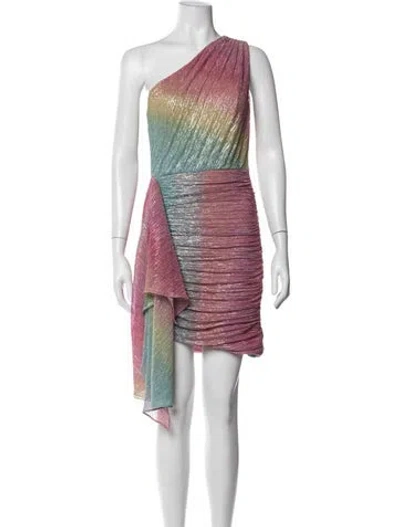 Pre-owned Patbo Printed Mini Dress In Blue/metallic/pink