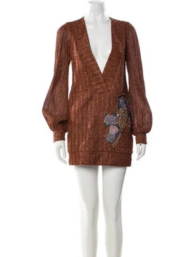 Pre-owned Patbo Printed Mini Dress In Gold