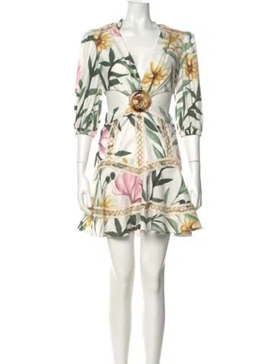 Pre-owned Patbo Printed Mini Dress In Green