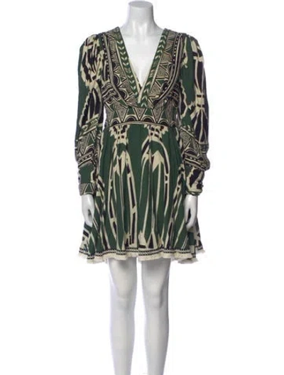 Pre-owned Patbo Printed Mini Dress In Green