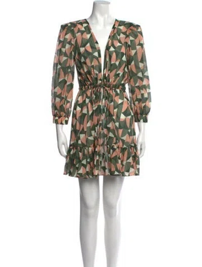 Pre-owned Patbo Printed Mini Dress In Green