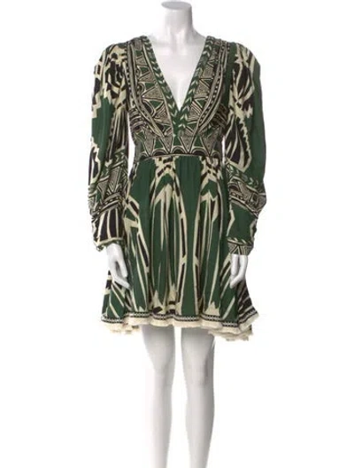 Pre-owned Patbo Printed Mini Dress In Green